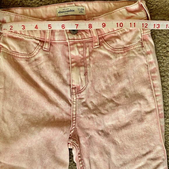 GIRLS ABERCROMBIE PINK DISTRESSED JEAN-SIZE 12 SLIM - Picture 2 of 8